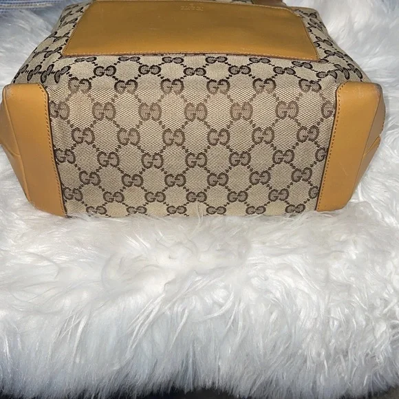 GUCCI GG Canvas Sherry Line Tote Bag Beige Red GUC - Picture 6 of 15